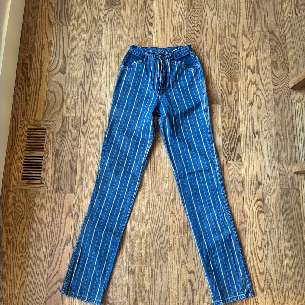 Rockies Blue Striped Straight Leg Jeans
